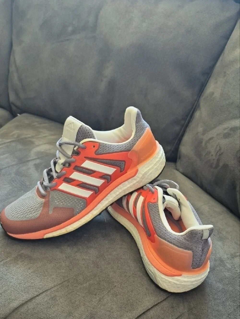 Women's Gray and Coral Athletic Sneakers - Lightweight Support